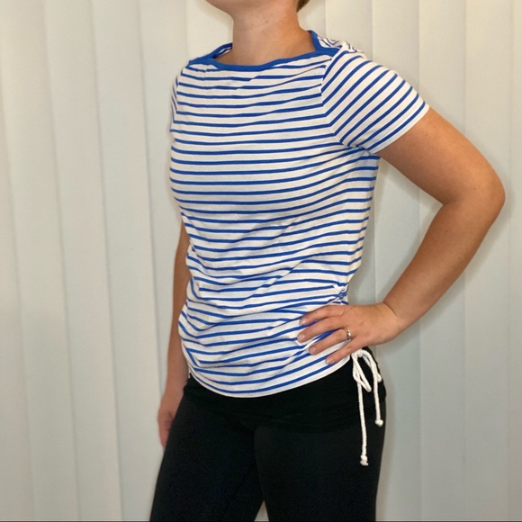 Ralph Lauren Cotton Striped Boatneck Tee with Ties - Picture 3 of 11